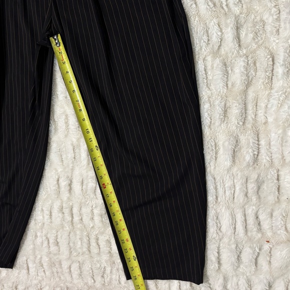NWT HALARA Black Dress Pants Mid Rise Barrel Leg Stripe Pants - Picture 6 of 16